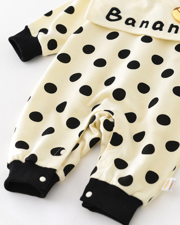 Banana Collar Polka Dot Baby Jumpsuits