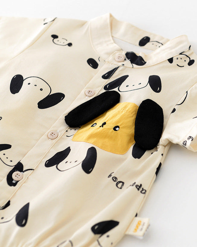 Dog Pattern Baby Short Sleeve Shirt Romper