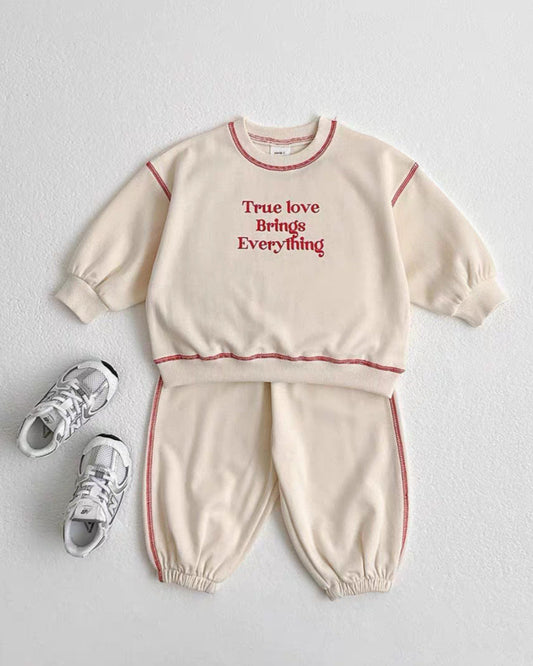 Letter Printed Casual Baby Hoodie Pants 2pcs Set