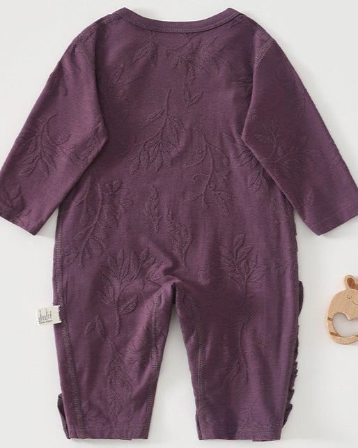 Leaf Pattern Ruffled Design Baby Jumpsuits