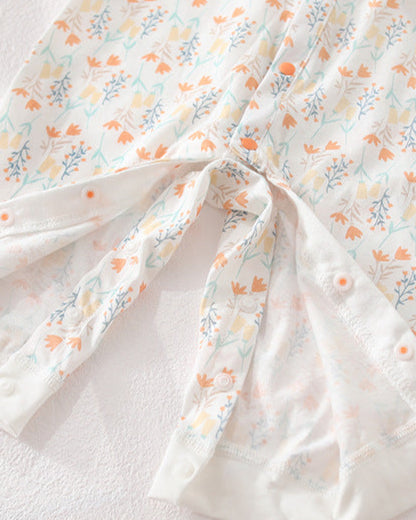 Cotton Sweet Floral Collar Long Sleeve Baby Jumpsuits