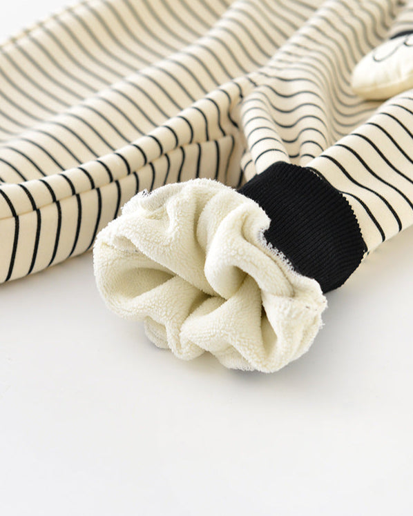 Fleece Striped Dog Decor Baby Sweatshirt Pants