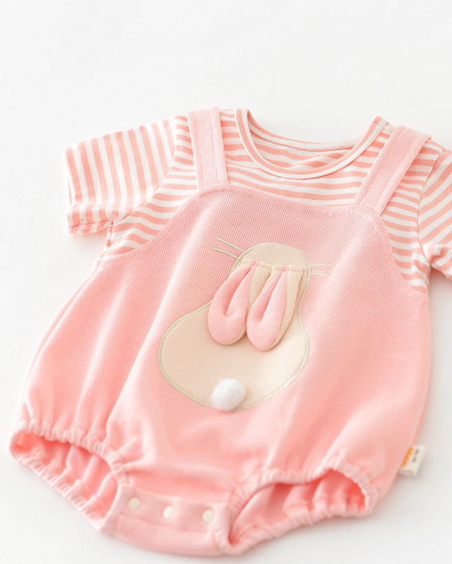 Rabbit Pattern False Two Pieces Baby Romper