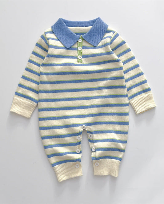 Striped Knitted Long Sleeve Baby Jumpsuits/Sweater