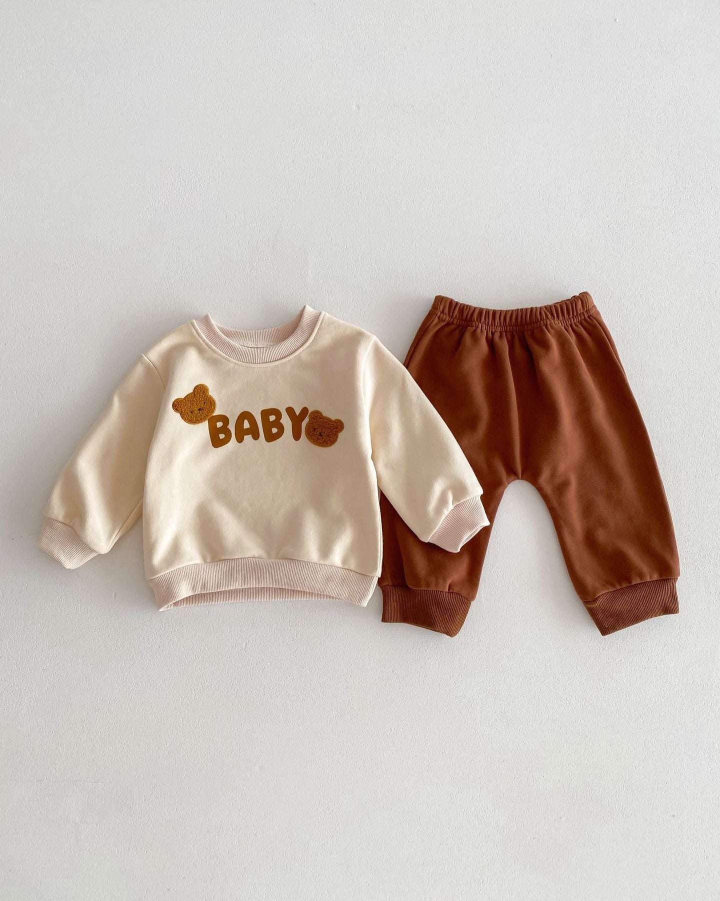 Bear Striped/Dot Baby Sweatshirt and Pants Set