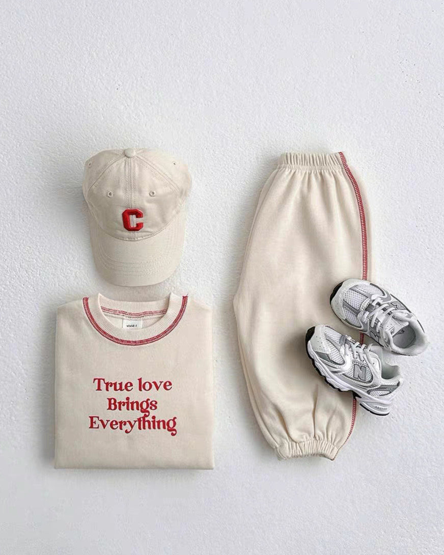 Letter Printed Casual Baby Hoodie Pants 2pcs Set