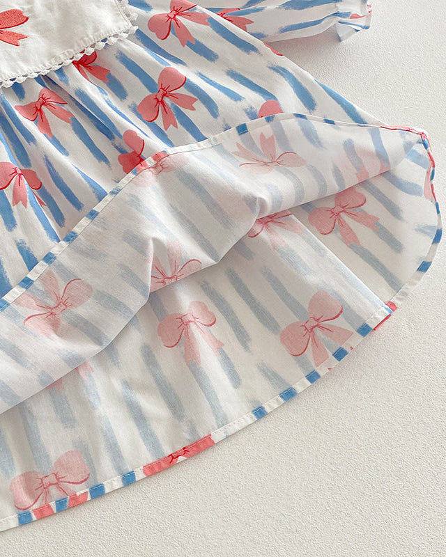 Striped Bow Pattern Girl Dress/Baby Romper