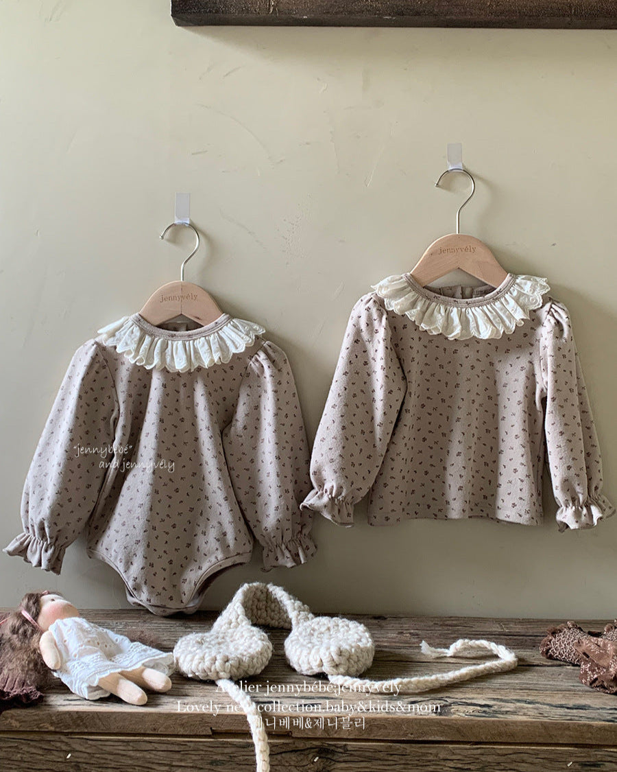 Floral Lace Collar Baby Long Sleeve Top/Romper