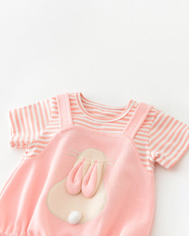 Rabbit Pattern False Two Pieces Baby Romper