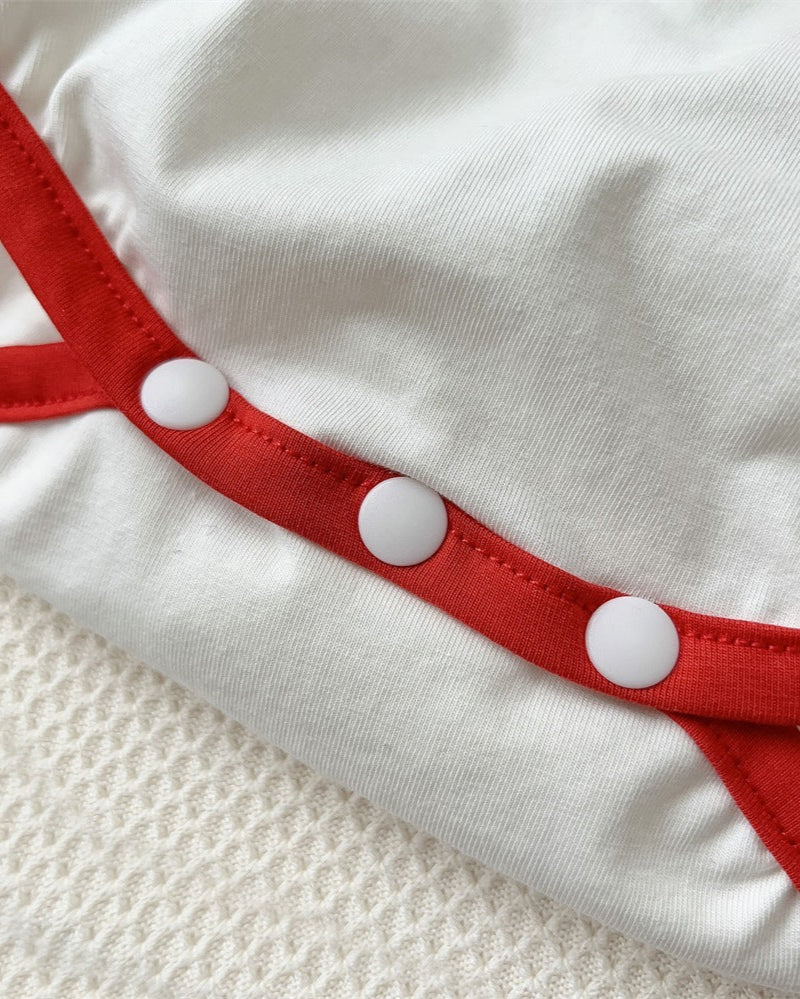 Short Sleeve Popcorn Decor Baby Romper