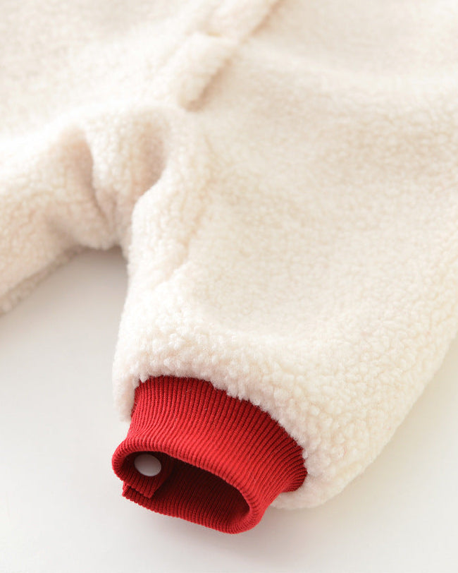 Christmas Fleece Snowman Pocket Baby Jumpsuits