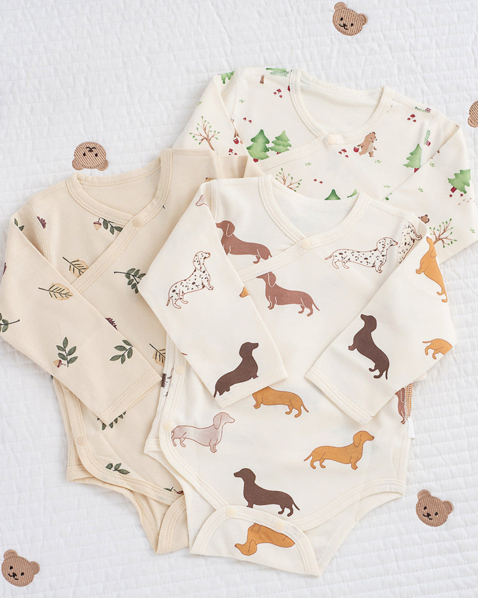 Animal Tree Pattern Cotton Long Sleeve Baby Romper