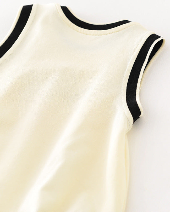 رومبير بدون أكمام مطبوع عليه حروف كاجوال للأطفال