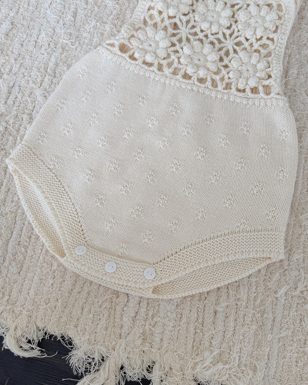 Knitted Crochet Floral Sleeveless Baby Girl Romper Hat