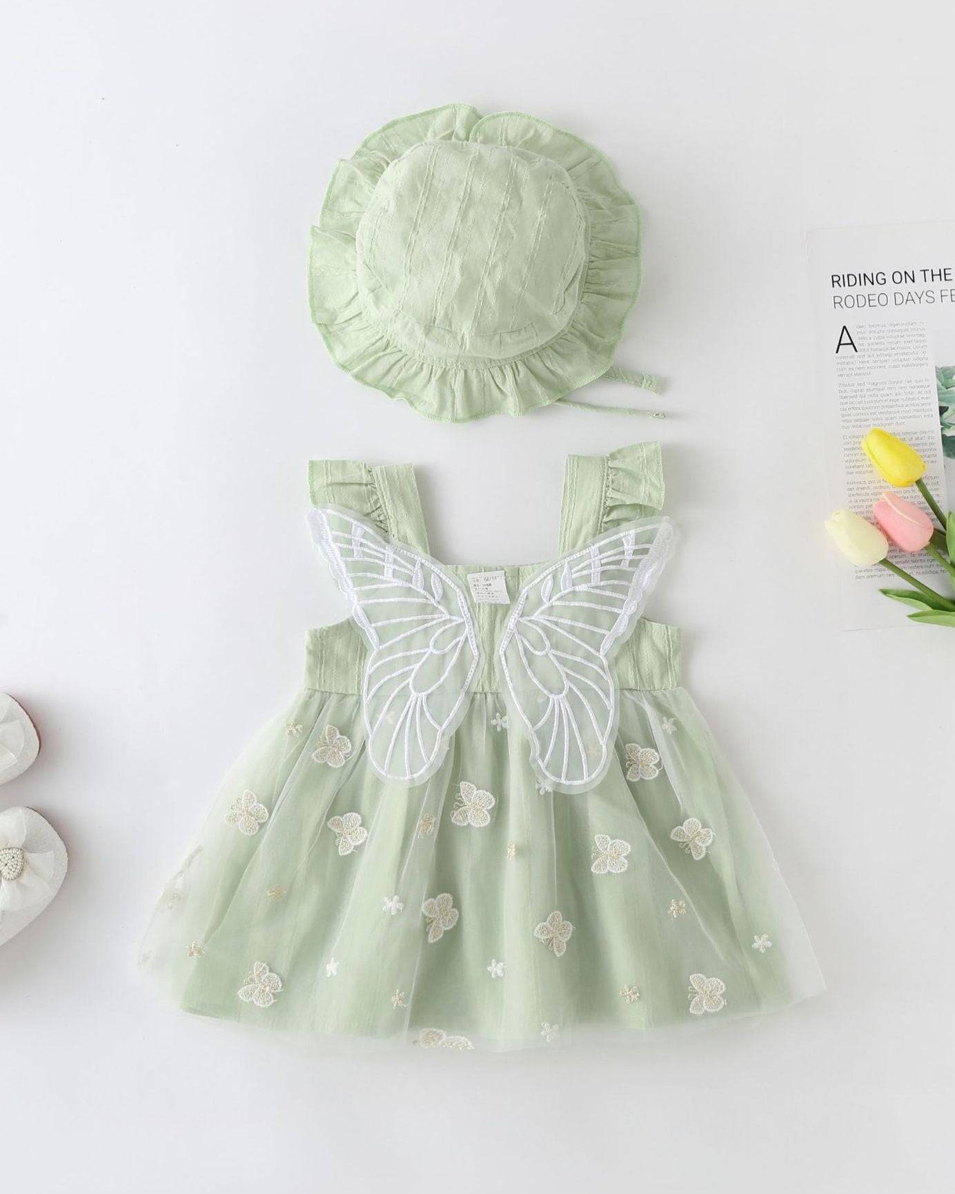 Sweet Butterfly Decor Baby Girl Dress&Hat