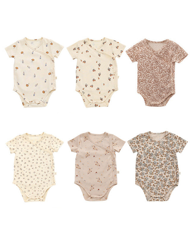 Cotton Floral/Leaf/Fruit Baby Short Sleeve Romper