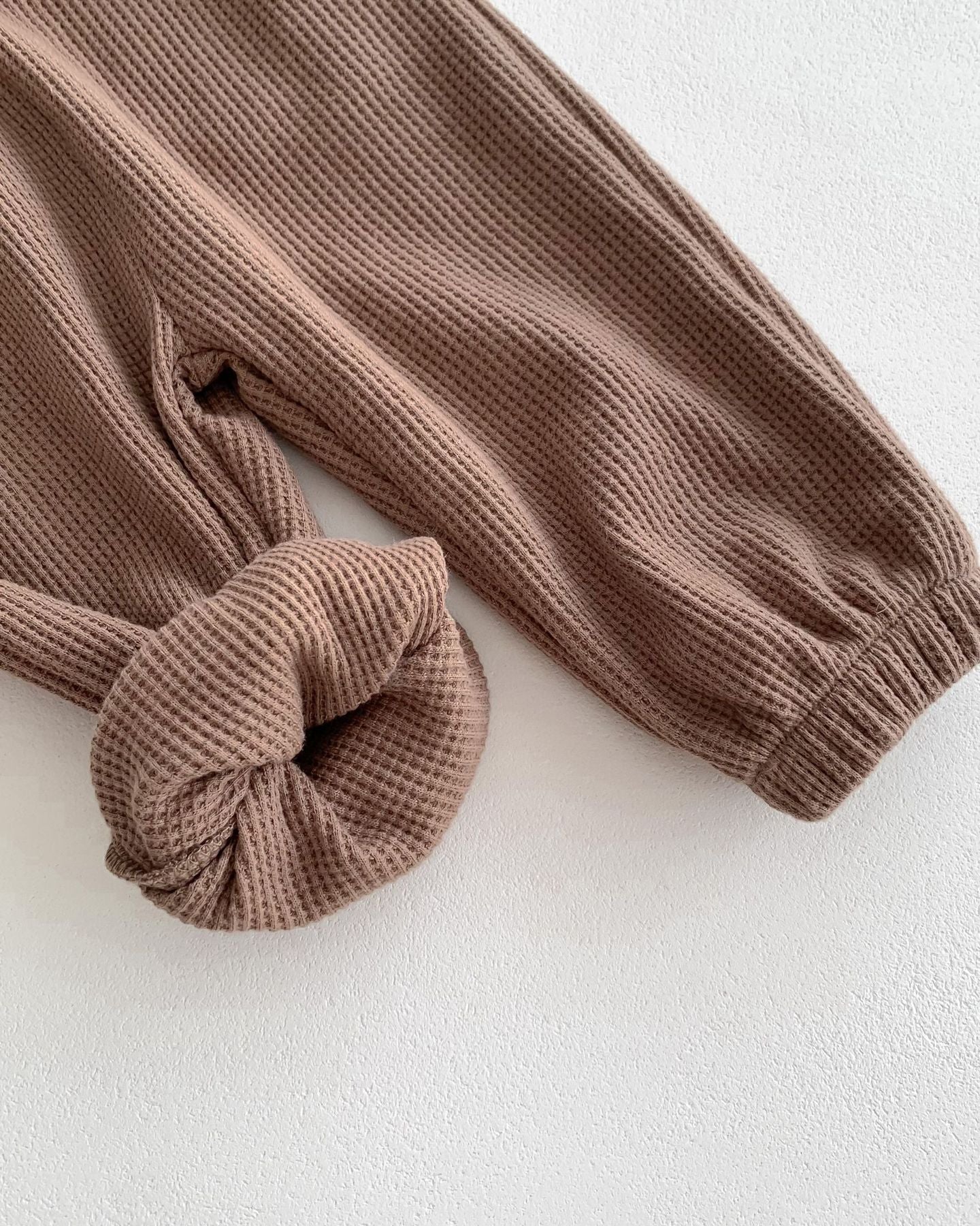 Casual Waffled Baby Sweatshirt Pants 2pcs Set