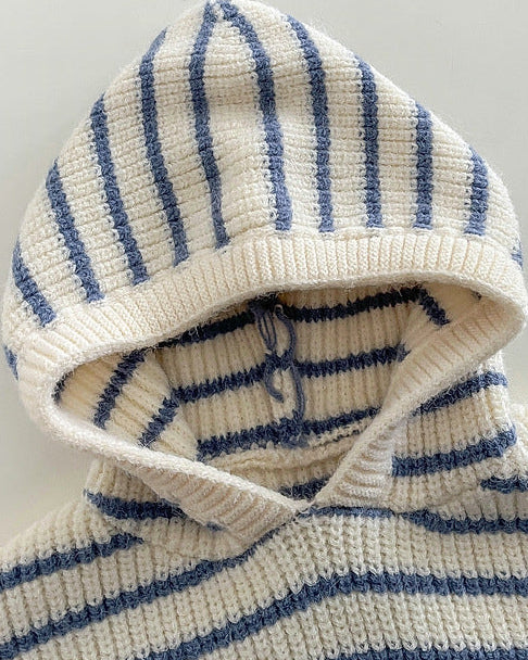 Casual Striped Knitted Long Sleeve Jumpsuits Hoodie