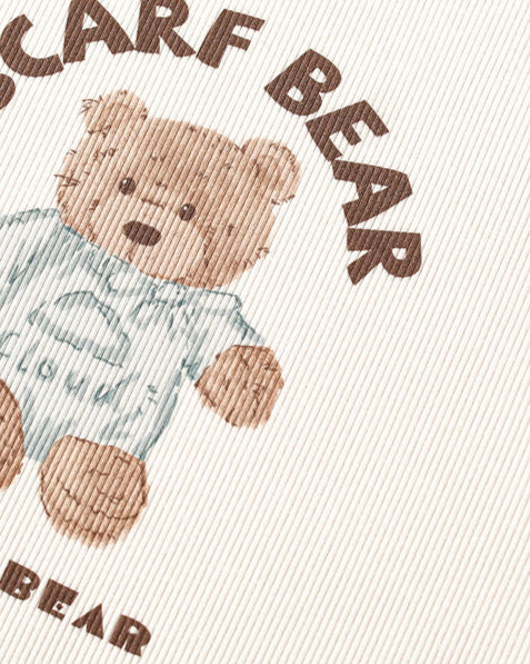 Scarf Bear Color Block Long Sleeve Baby Jumpsuits