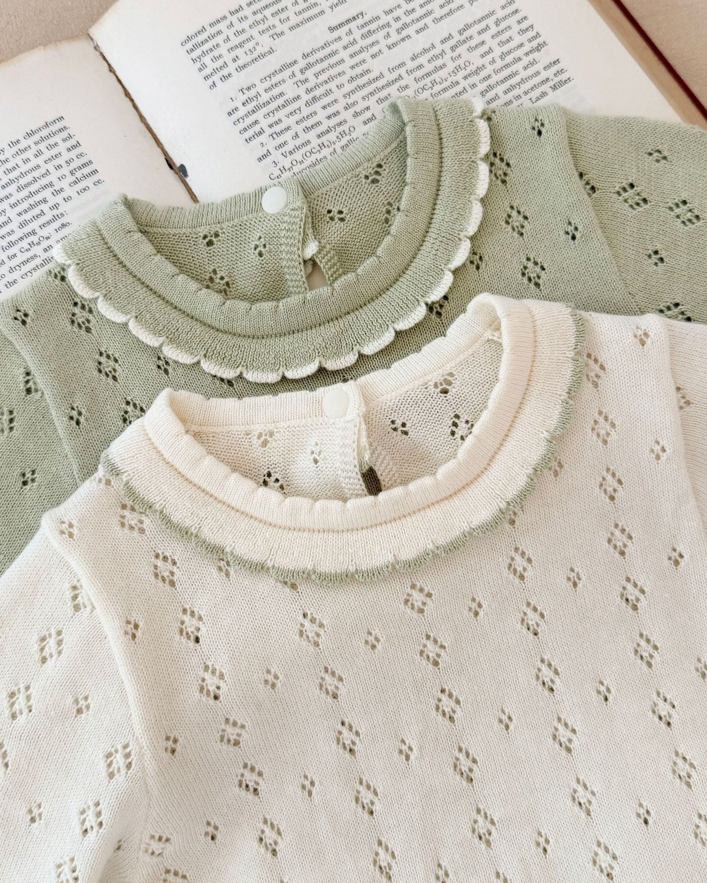 Hollow Knitted Layered Long Sleeve Baby Girl Dress