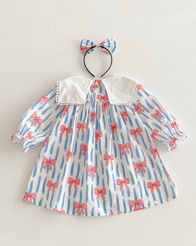 Striped Bow Pattern Girl Dress/Baby Romper