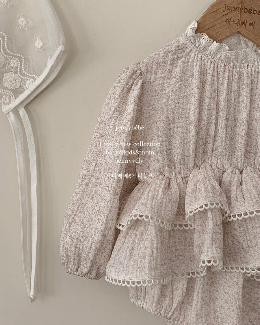 Floral Layered Breathable Long Sleeve Baby Romper