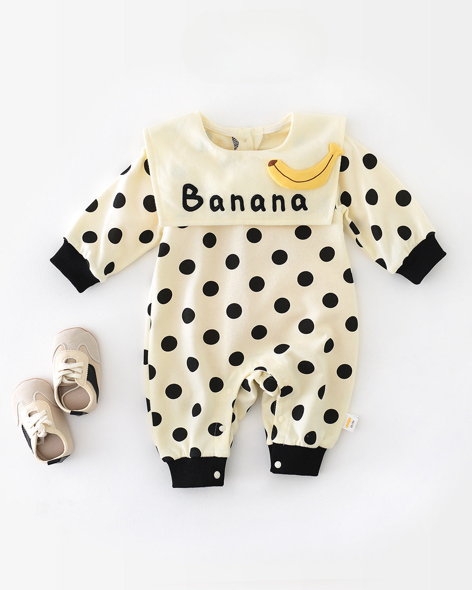 Banana Collar Polka Dot Baby Jumpsuits