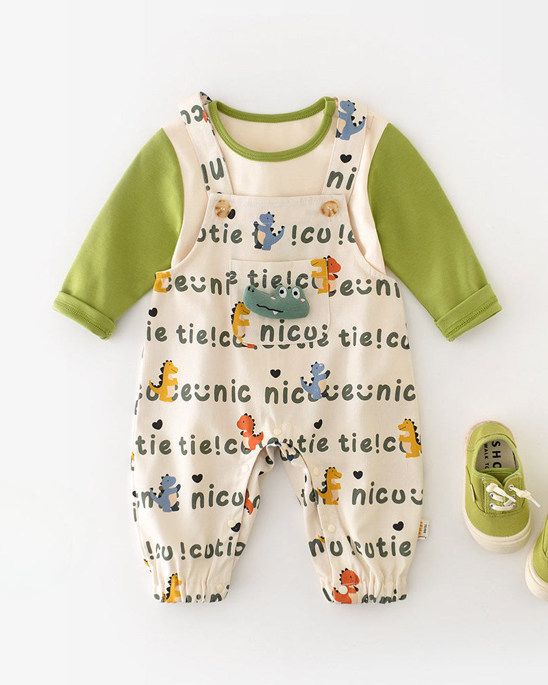 Dinosaur Printed Adjustable Baby Jumpsuits