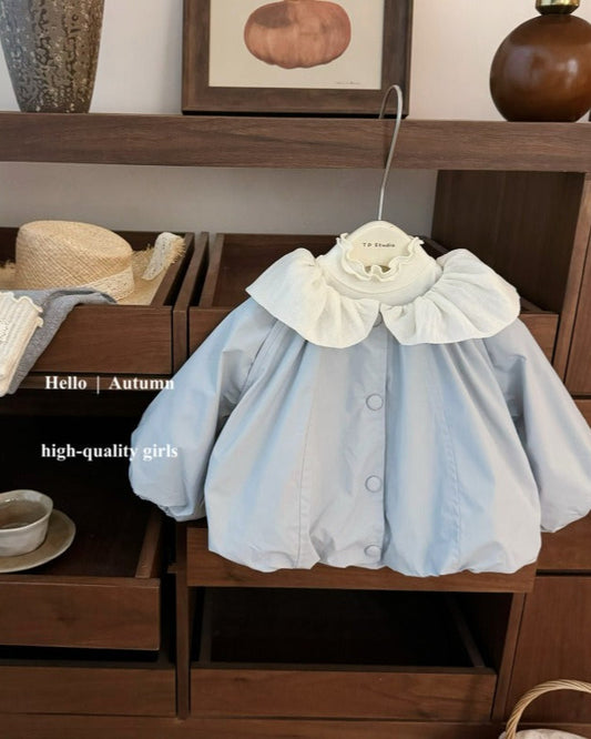 Sweet Lace Ruffled Collar Baby Girl Coat Pants