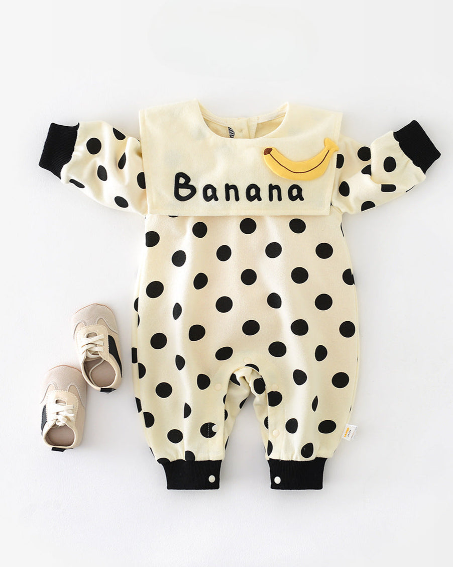 Banana Collar Polka Dot Baby Jumpsuits