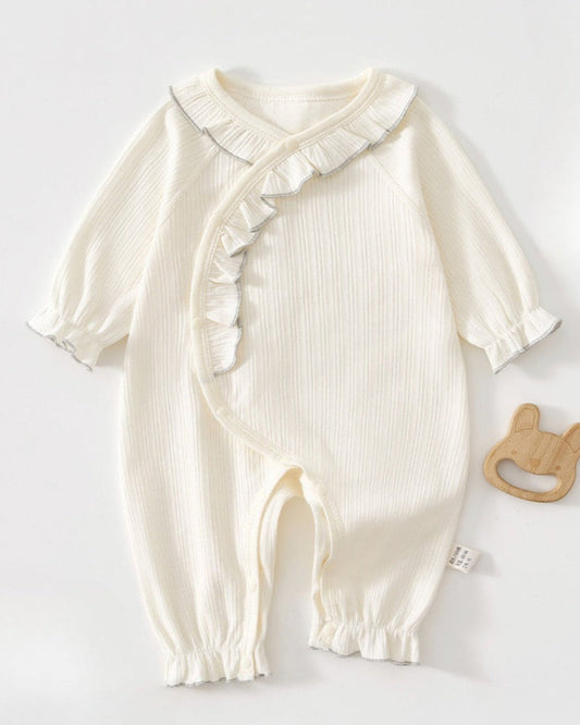 Cotton Ruffled Design Long Sleeve Baby Jumpsuits