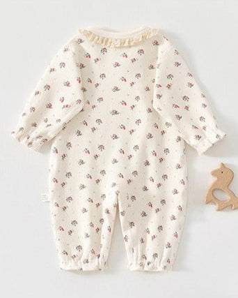 Sweet Floral Lace Collar Cotton Baby Jumpsuits