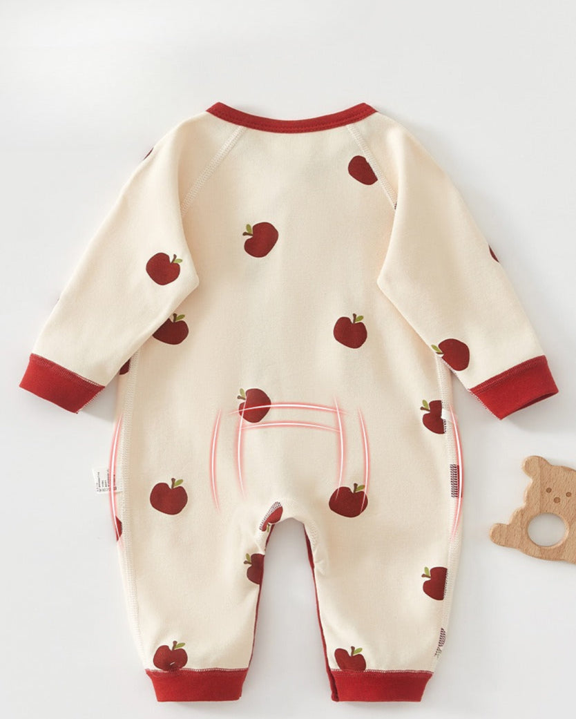 Apple Bear Pattern Baby Cotton Jumpsuits&Hat