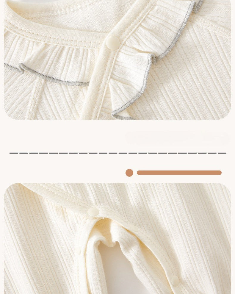 Cotton Ruffled Design Long Sleeve Baby Jumpsuits