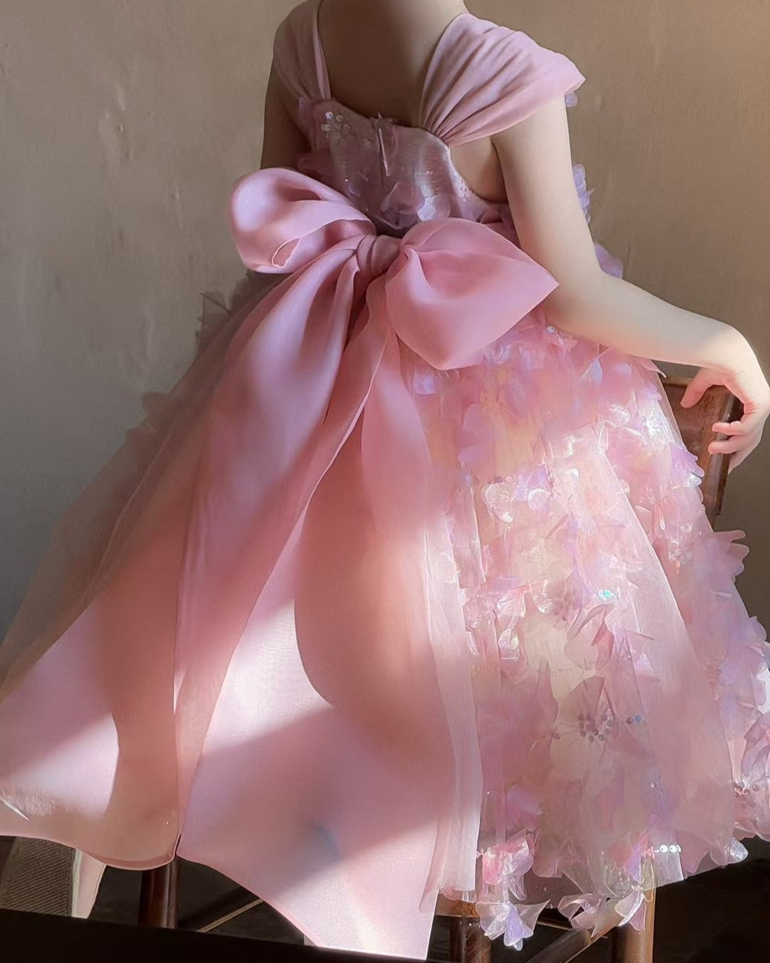 Sweet Bow Design Multicolor Tulle Girl Dress