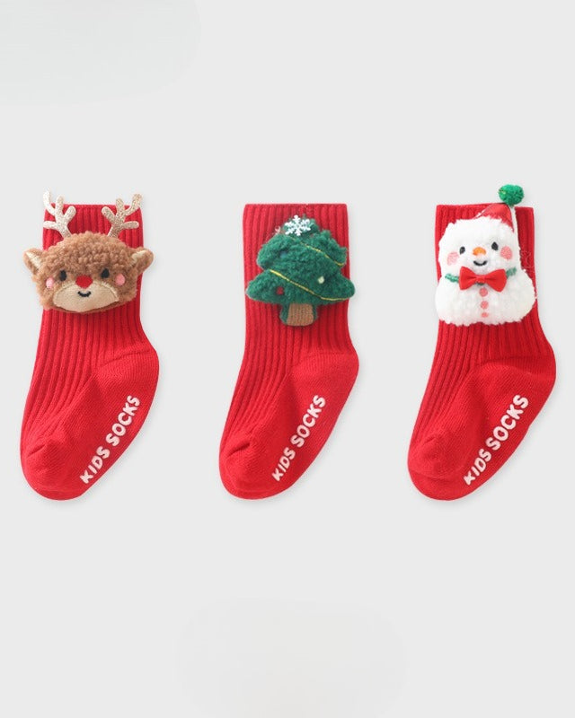 Christmas Elk Tree Snowman Baby Socks 3pcs