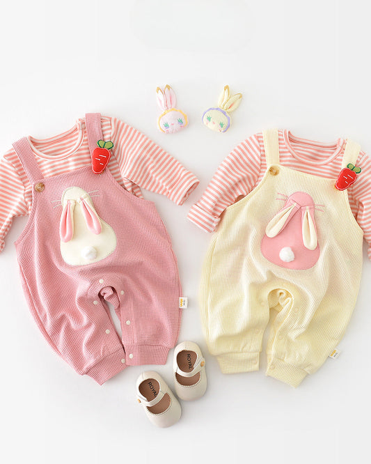 2pcs Rabbit Pattern Baby Sweatshirt Jumpsuits Set