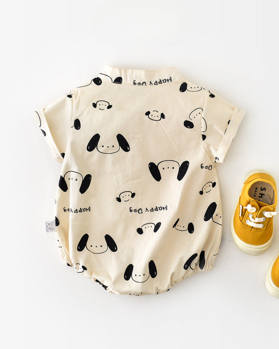 Dog Pattern Baby Short Sleeve Shirt Romper