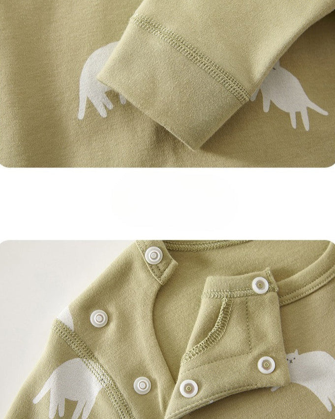 Cat Pattern Cotton Long Sleeve Baby Jumpsuits