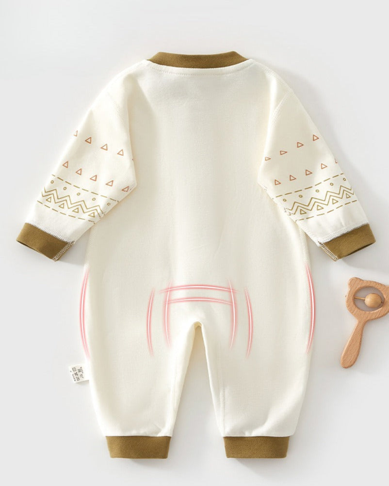 Triangle Pattern Color Block Cotton Baby Jumpsuits
