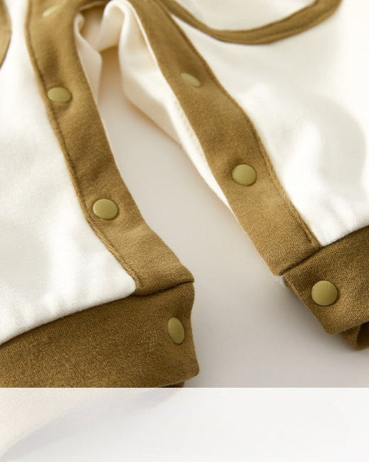 Triangle Pattern Color Block Cotton Baby Jumpsuits
