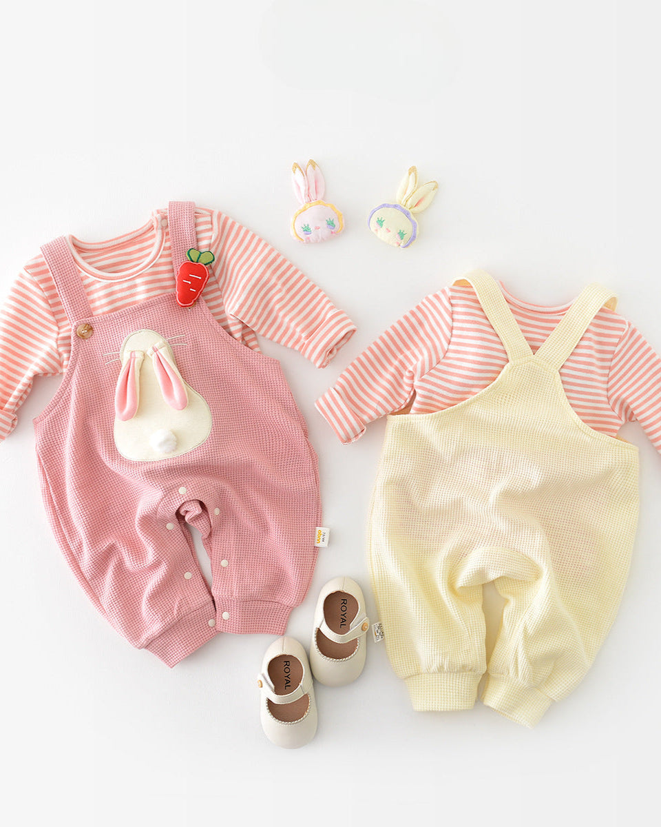 2pcs Rabbit Pattern Baby Sweatshirt Jumpsuits Set