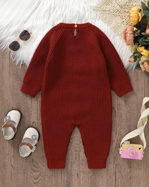 Love Letter Crochet Knitted Long Sleeve Baby Jumpsuits