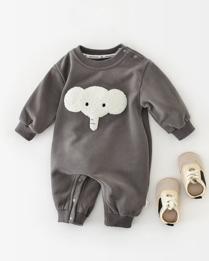 Elephant Pattern Long Sleeve Baby Jumpsuits