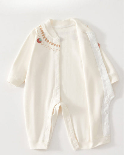 Cotton Apple Decor Long Sleeve Baby Jumpsuits