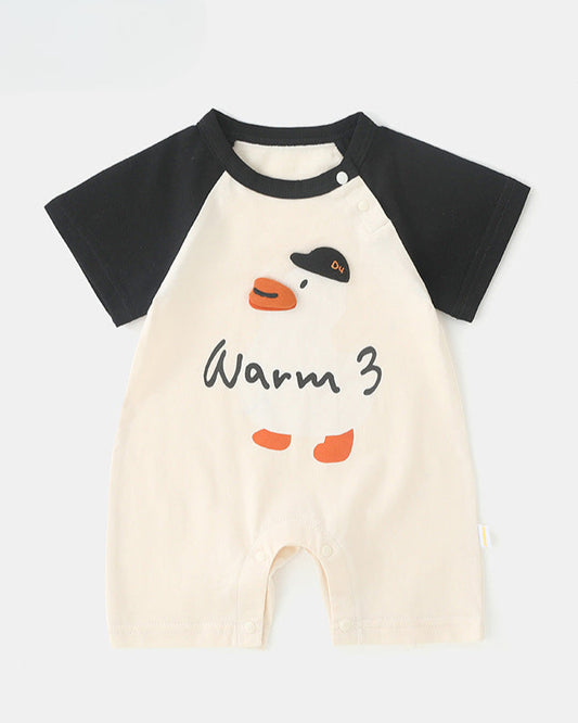 Duck Pattern Short Sleeve Baby Jumpsuits Hat Bag
