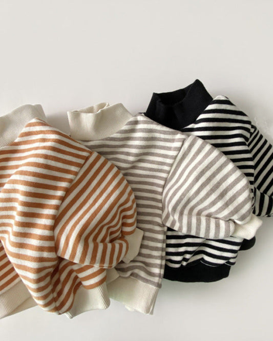 Striped Casual Long Sleeve Baby Pullover Hoodie