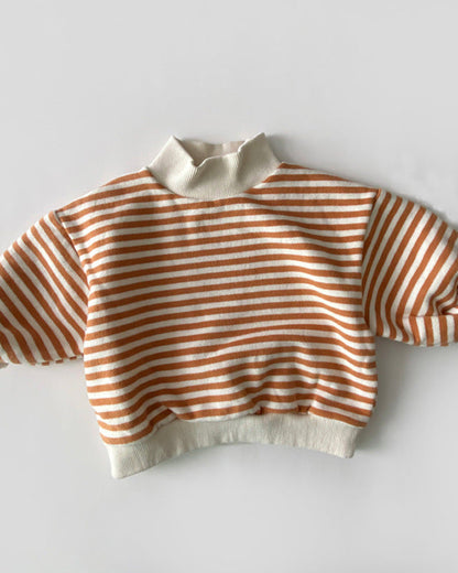 Striped Casual Long Sleeve Baby Pullover Hoodie