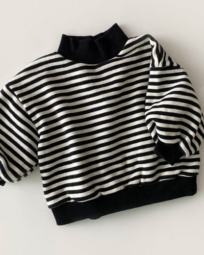 Striped Casual Long Sleeve Baby Pullover Hoodie