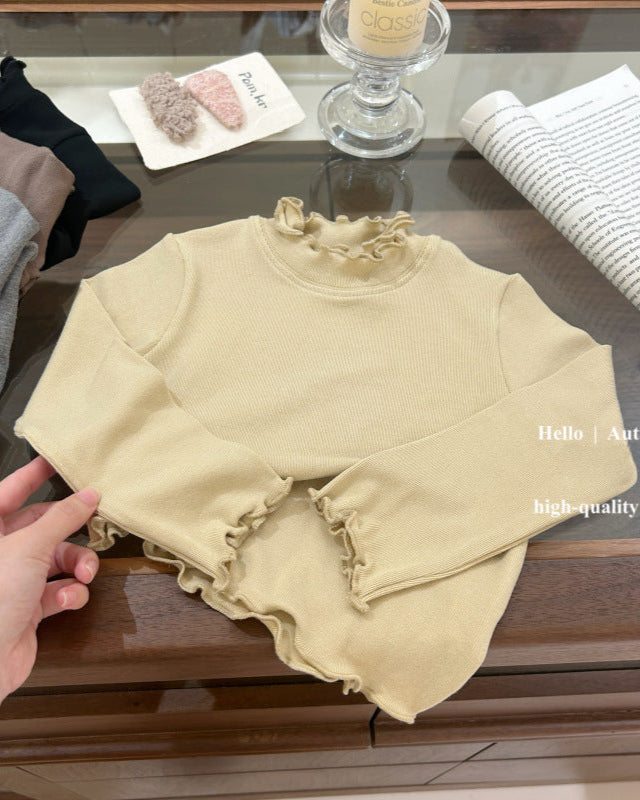 Soft Cotton Solid Color Baby Girl Long Sleeve Shirt